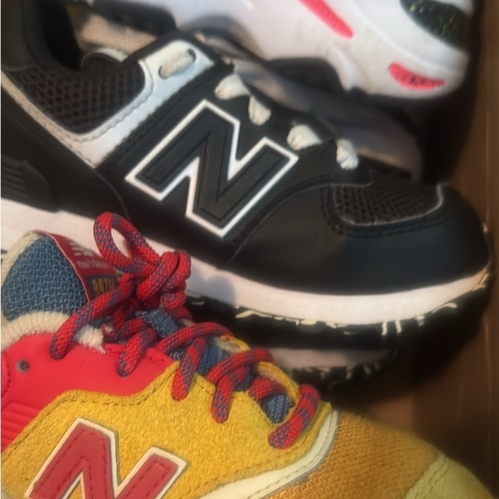 New Balance Kids' Black and Red Sneakers
